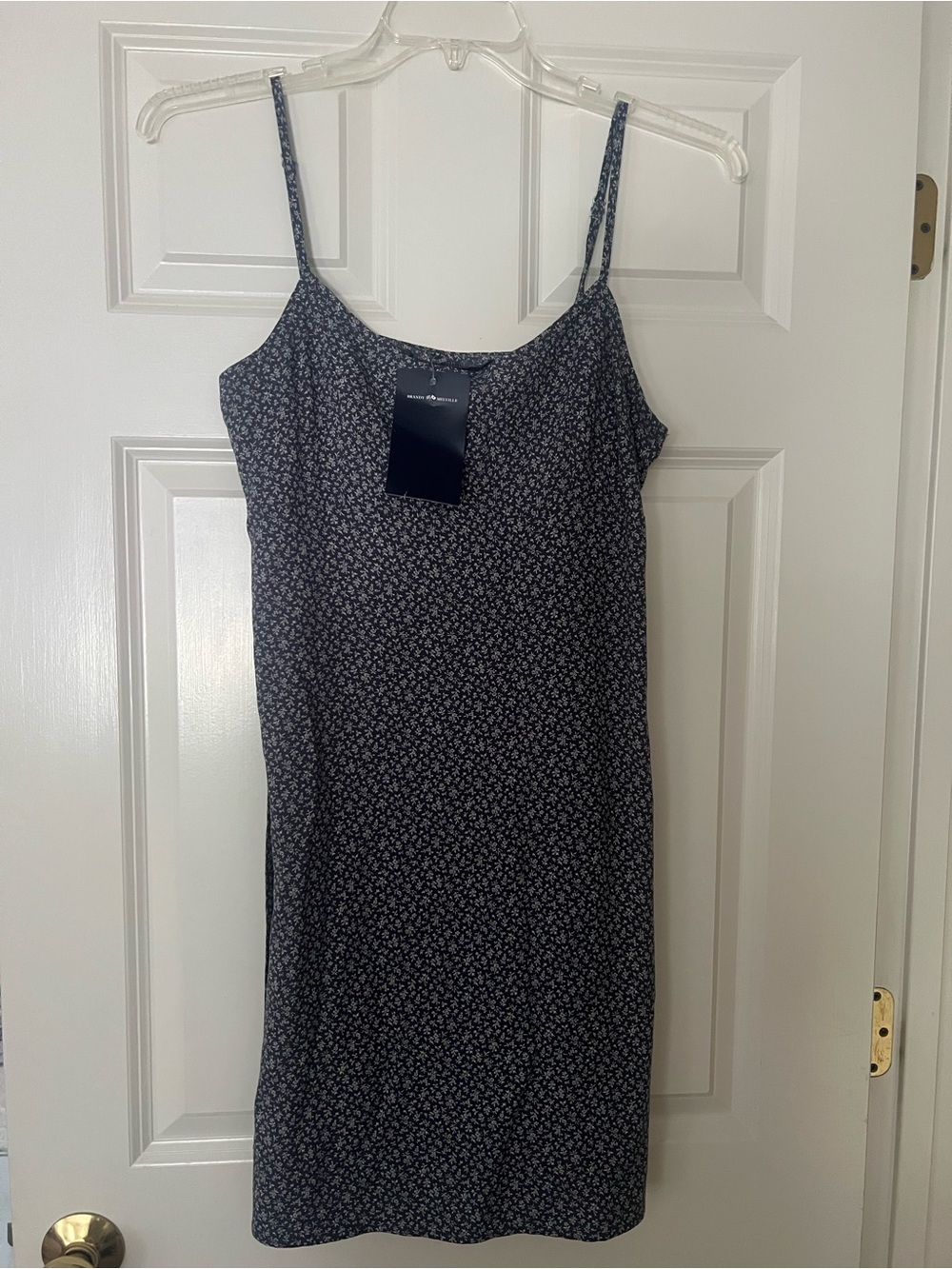 Brandy Melville Navy Dress with White Micro Floral Print
